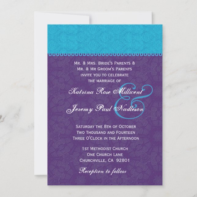 Turquoise and Royal Purple Wedding Template G320A (Front)