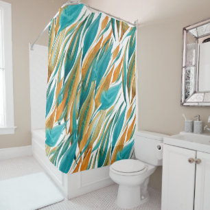 Turquoise And Rust Fall Art Shower Curtain