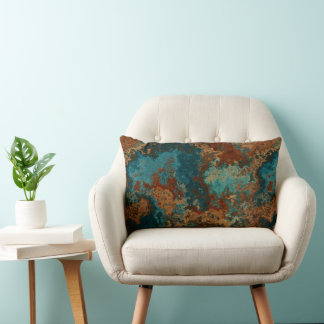 Turquoise and Rust Lumbar Cushion