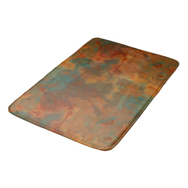 Turquoise and Rust Marble abstract Bath Mat (Angled)