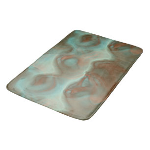 Turquoise and Rust Marble Abstract Bath Mat