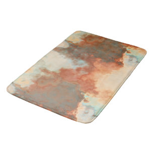 Turquoise and Rust Marble Abstract Bath Mat