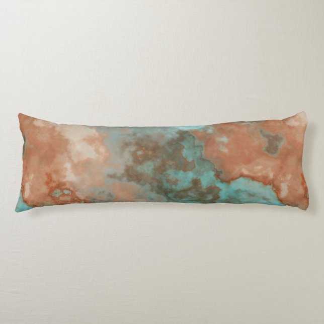 Turquoise and Rust Marble Abstract Body Cushion (Front)