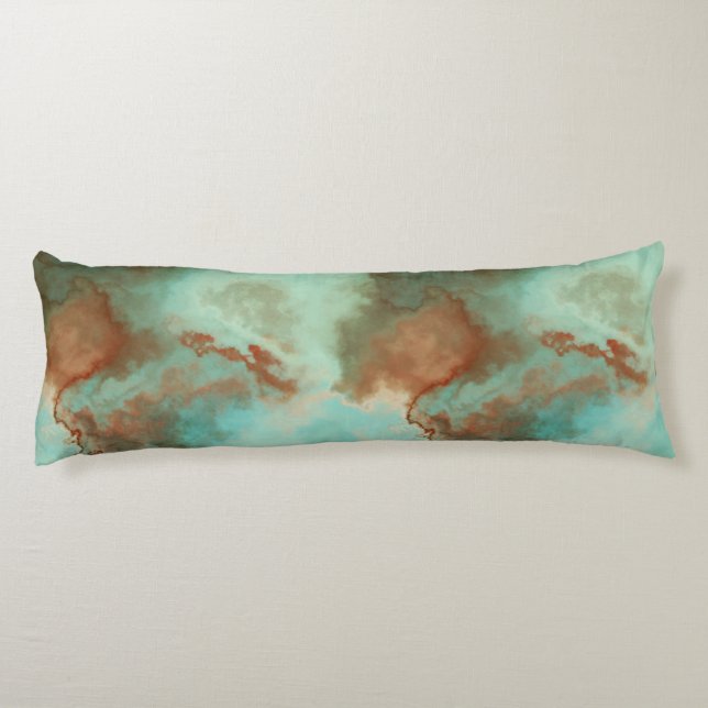 Turquoise and Rust Marble Abstract Body Cushion (Back)