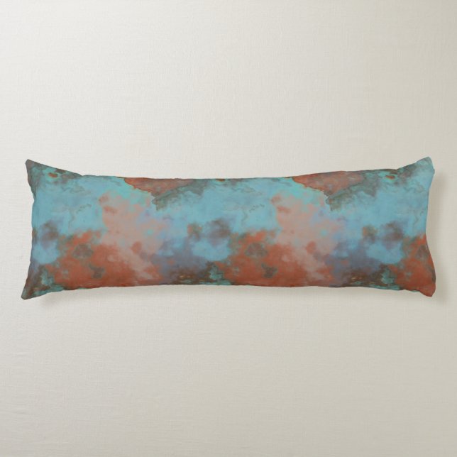 Turquoise and Rust Marble Abstract Body Cushion (Front)