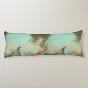 Turquoise and Rust Marble Abstract Body Cushion