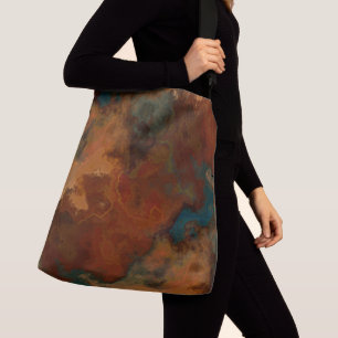 Turquoise and Rust Marble Abstract Crossbody Bag