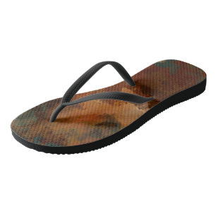 Turquoise and Rust Marble Abstract Flip Flops