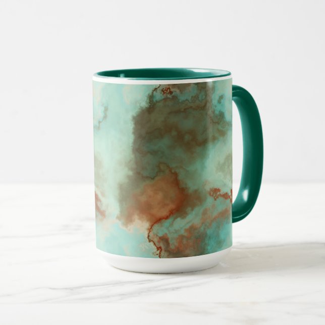 Turquoise and Rust Marble Abstract Mug (Front Right)