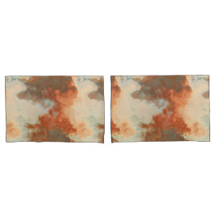 Turquoise and rust  Marble Abstract  Pillowcase