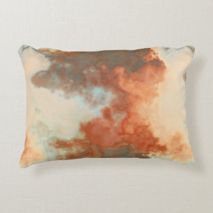 Turquoise and Rust Marble Abstract Rug Decorative Cushion
