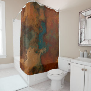 Turquoise and Rust Marble abstract Shower Curtain