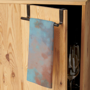 Turquoise and Rust Marble Abstract Tea Towel