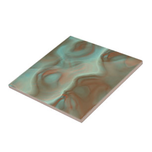 Turquoise and Rust Marble Abstract Tile