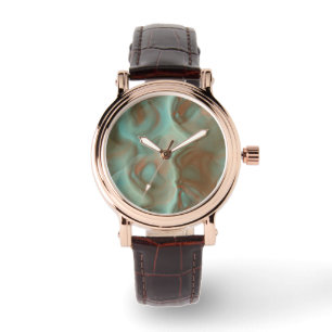Turquoise and Rust Marble Abstract Watch