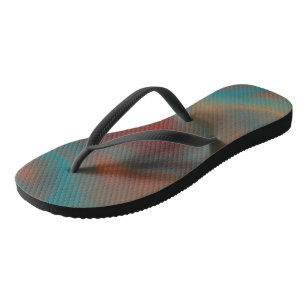 Turquoise and Rust Marble Swirl Abstract Flip Flops