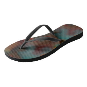 Turquoise and Rust Marble Swirl Abstract Flip Flops