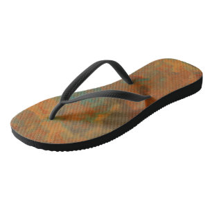 Turquoise and Rust Marble Swirl Abstract Flip Flops