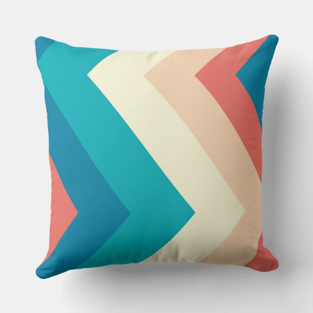 Turquoise and Salmon Chevron Pattern Cushion (Back)