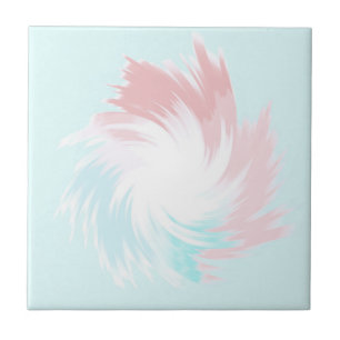 Turquoise and Salmon Pastel Spinning Shape Tile