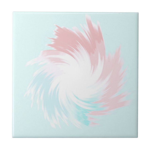 Turquoise and Salmon Pastel Spinning Shape Tile (Front)