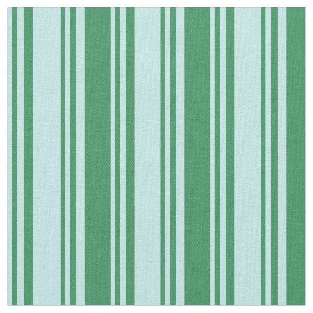 Turquoise and Sea Green Coloured Striped Pattern Fabric (Close Up)