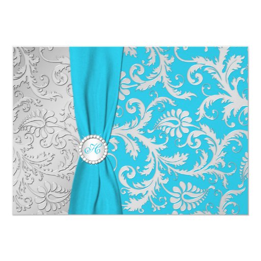 Turquoise And Silver Wedding Invitations 7