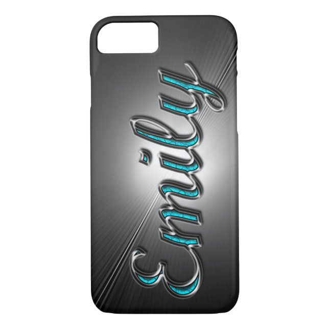 Turquoise and Silver Design name "Emily" Case-Mate iPhone Case (Back)