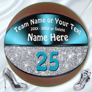 Turquoise and Silver Personalised Basketball Ball