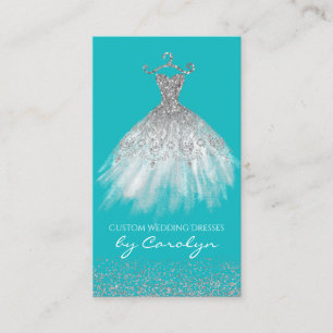 Turquoise and Silver Seamstress Business Card