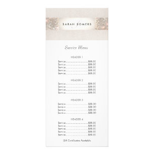 Turquoise and Silver Sequin Price List Menu