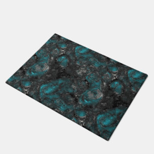Turquoise and silver stone abstract doormat