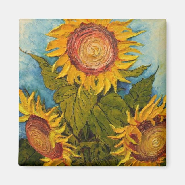 Turquoise and Sunflower Magnet (Front)