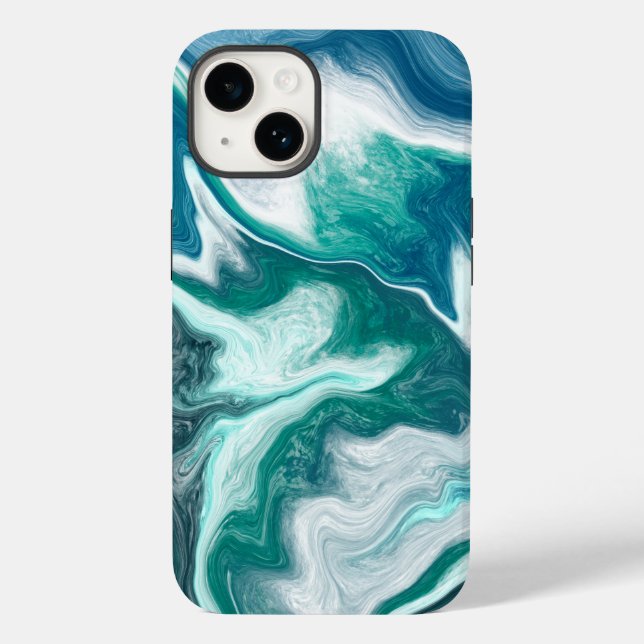 Turquoise and Teal Beachy Waves Case-Mate iPhone Case (Back)