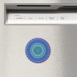 Turquoise and teal blue mandala magnet