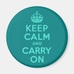 Turquoise and Teal Keep Calm and Carry On Magnet