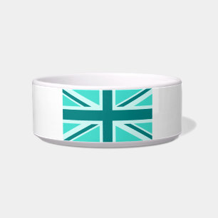 Turquoise and Teal Union Jack 2 Bowl
