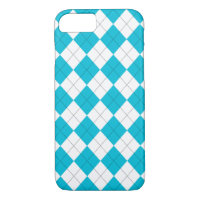 Turquoise and White Argyle