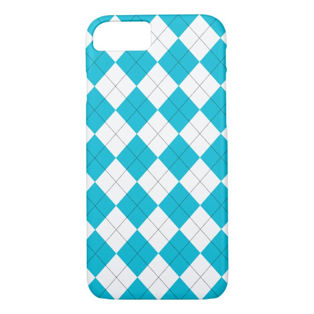 Turquoise and White Argyle Case-Mate iPhone Case (Back)