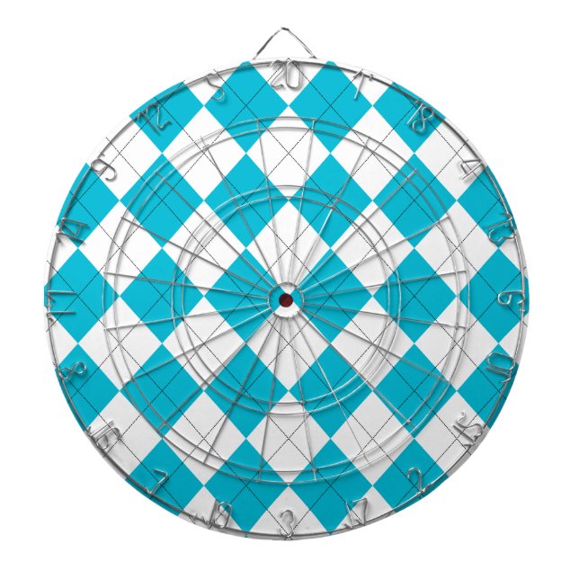Turquoise and White Argyle Dartboard (Front)