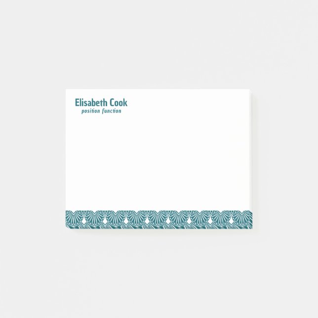 Turquoise and White Art Deco Pattern, Custom Text Post-it Notes (Front)