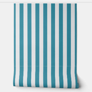 Turquoise and white awning stripe  wallpaper