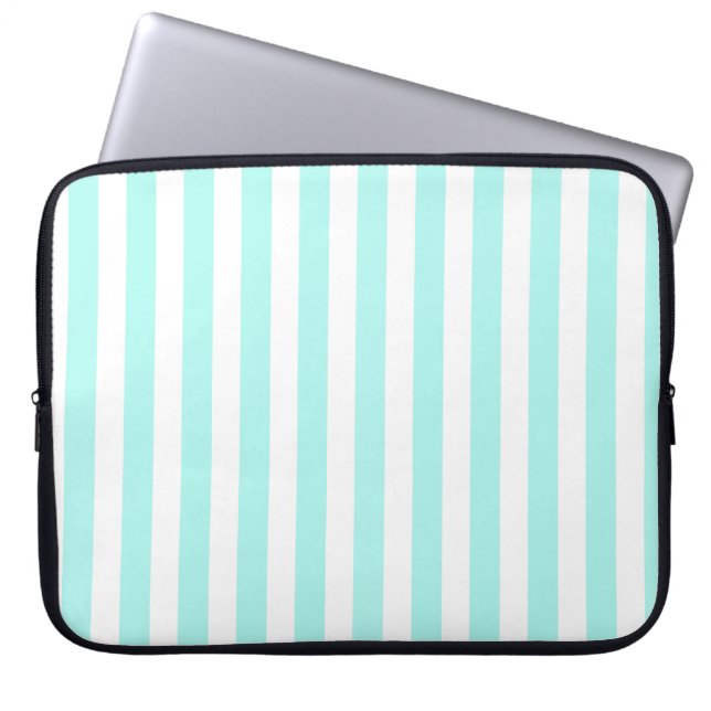 Turquoise and white candy laptop sleeve (Front)