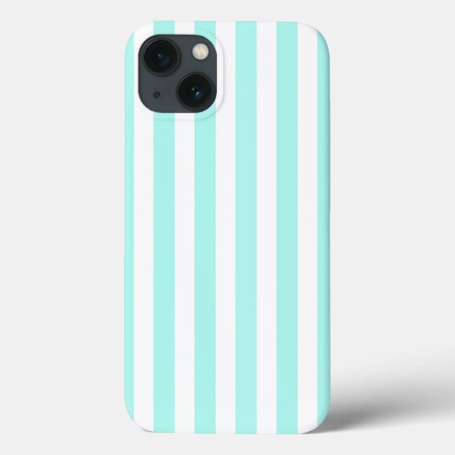 Turquoise and white candy stripes Case-Mate iPhone Case (Back)