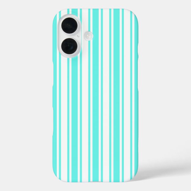 Turquoise and white candy stripes Case-Mate iPhone case (Back)
