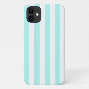 Turquoise and white candy stripes iPhone 11 case