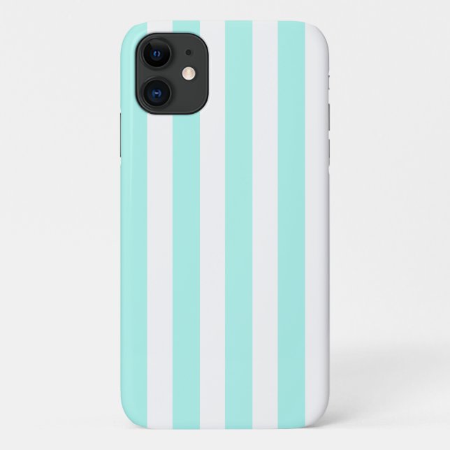 Turquoise and white candy stripes Case-Mate iPhone case (Back)