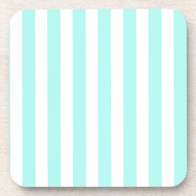 Turquoise and white candy stripes coaster (Front)