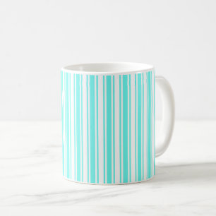 Turquoise and white candy stripes coffee mug