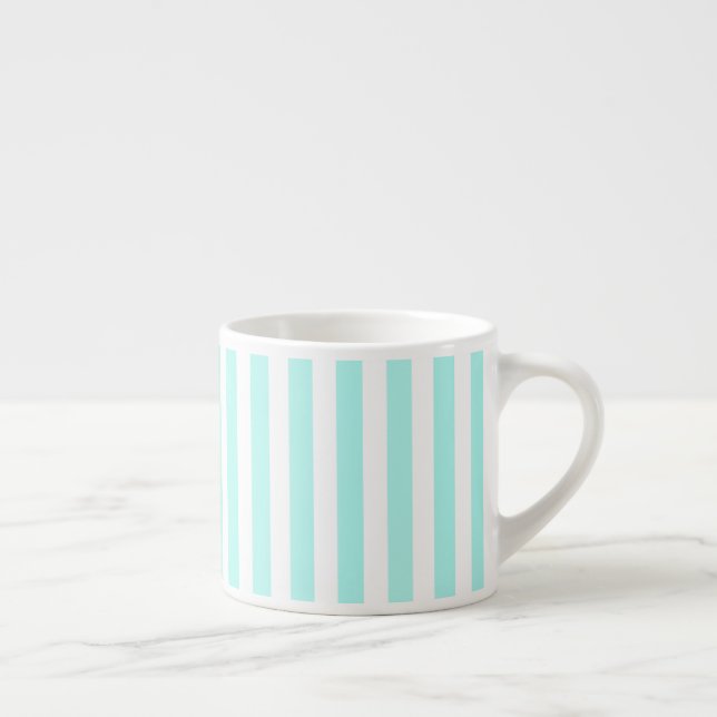 Turquoise and white candy stripes espresso cup (Right)